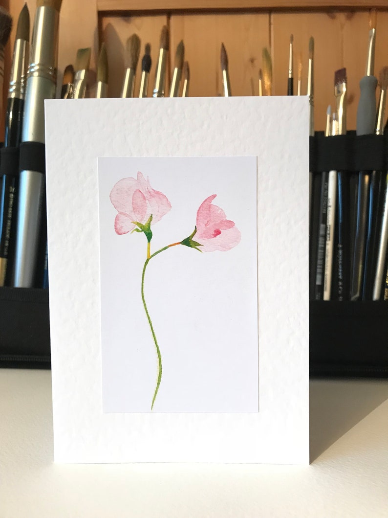 Mixed Card Set of 4 Pink Floral Watercolour Greeting Cards image 4