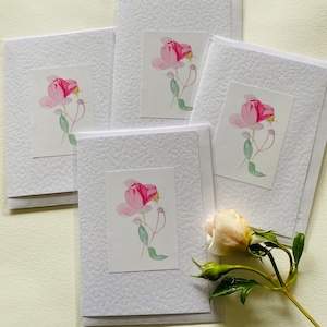 Sweet Small Gift of Pretty Pink Rose Watercolour Handmade Cards image 9