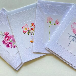 Mixed Card Set of 4 Pink Floral Watercolour Greeting Cards image 8