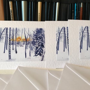 Handmade Watercolour Nordic Forest Christmas Cards a Set of 4 image 7
