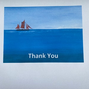 Handmade Boat Art Greetings Card for Him 7 x 5 inches image 3