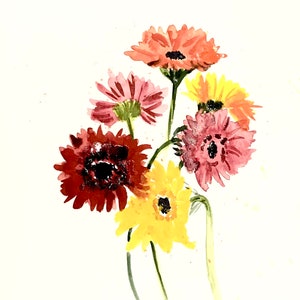 Fleurs de gerbera - merveilleuses cartes de voeux aquarelles colorées faites à la main