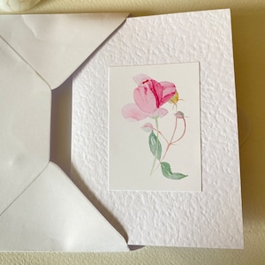 Sweet Small Gift of Pretty Pink Rose Watercolour Handmade Cards image 5