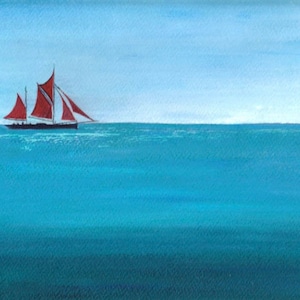 Thames Barge Sailing Boat - a beautiful Handmade Art Greeting Card  7 x 5 inches