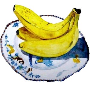 Cartes de gourmandises amusantes - bananes - art de fruits nature morte - cartes de voeux aquarelles faites à la main pour faire sourire