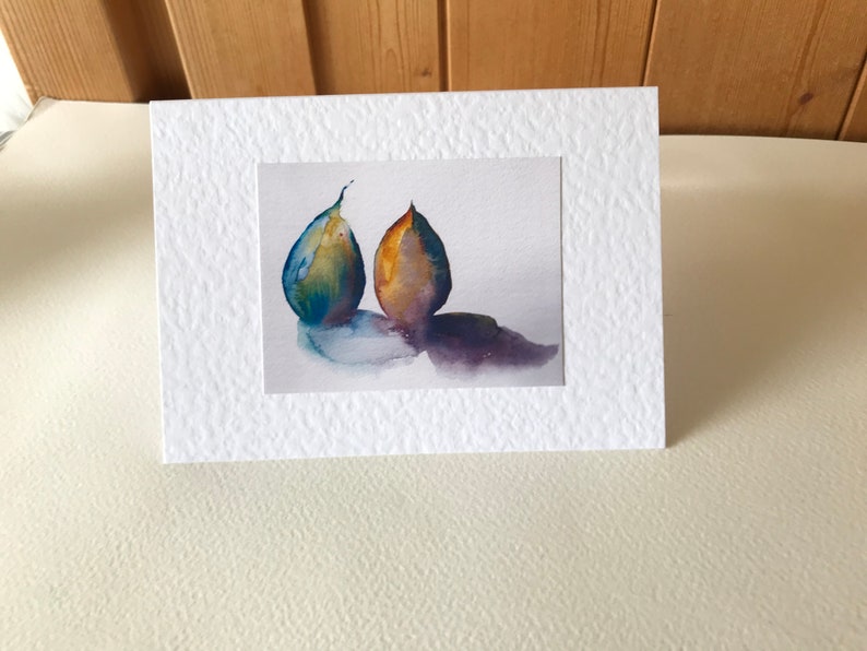 Still Life Watercolour Handmade Art Cards of two figs a Notecard Gift Set image 3