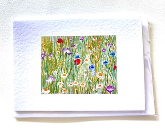 Wildflower Meadow Handmade Watercolour Cards - Birthday Card for Her