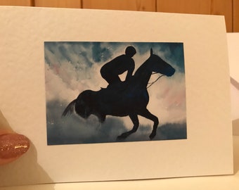 Handmade Watercolour Race Horse Cards