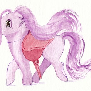 Mädchen Geburtstagskarte - Pink Pony - eine handgefertigte Aquarell Karte