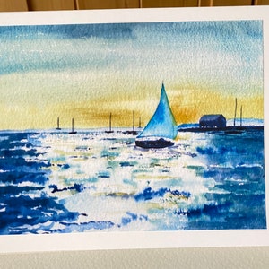 Handmade Watercolour Shimmering Sea Card image 10