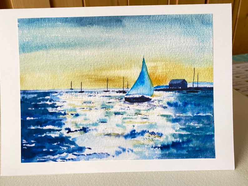 Handmade Watercolour Shimmering Sea Card image 10
