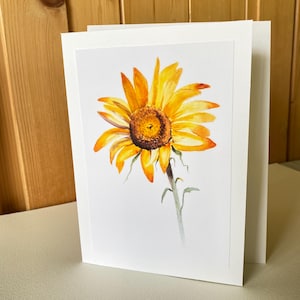 Sunflower - a lovely large handmade watercolour birthday card - perfect for a big birthday