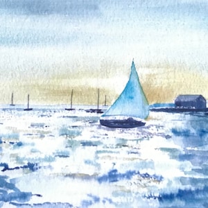 Handmade Watercolour Shimmering Sea Card image 1