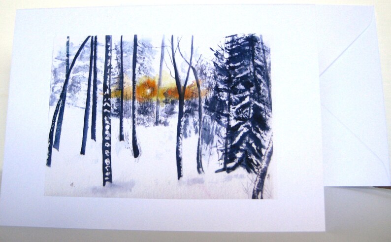 Handmade Watercolour Nordic Forest Christmas Cards a Set of 4 image 2