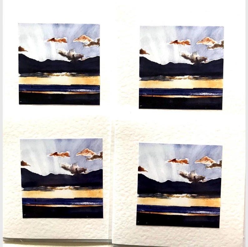 Sunset over the Sea - Surfer Birthday Card - Watercolour Handmade Greeting Cards Bild 17