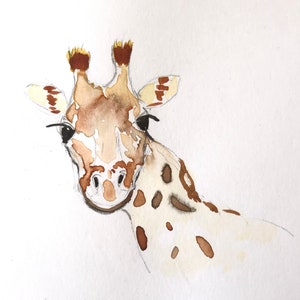 Giraffe Handmade Watercolour Childrens Cards image 1