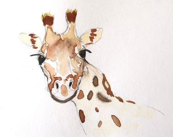 Cartoline per bambini con giraffa fatte a mano ad acquerello