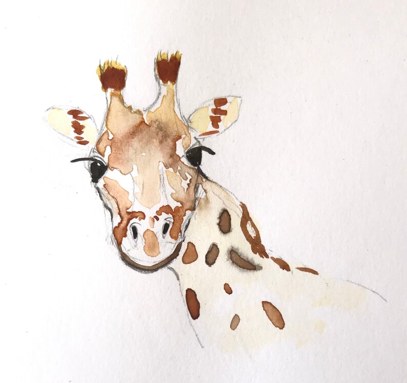 Giraffe Handmade Watercolour Childrens Cards image 1
