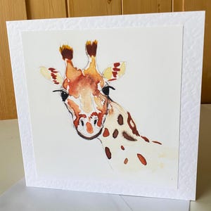 Giraf - een prachtige grote handgemaakte aquarelkaart - perfect voor een speciale verjaardag