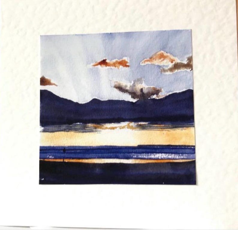 Sunset over the Sea - Surfer Birthday Card - Watercolour Handmade Greeting Cards Bild 18