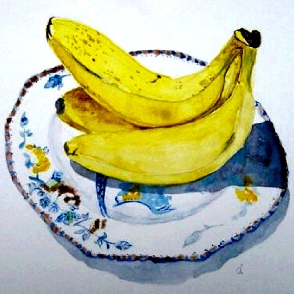 Watercolour Birthday Cards 4 Handmade Banana Note Cards