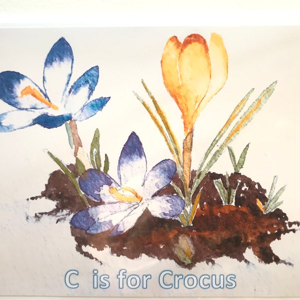 Crocus Handmade Watercolour Card 5 x 7 inch