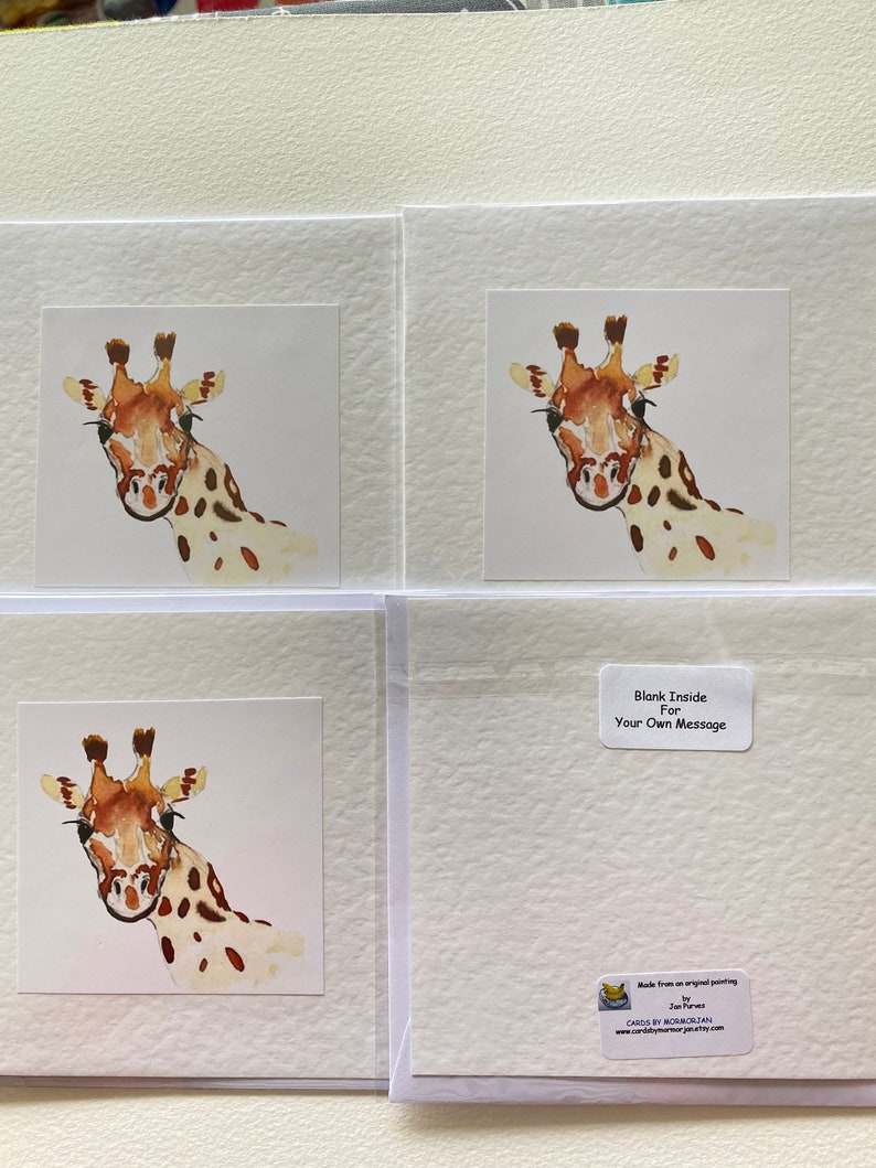 Giraffe Handmade Watercolour Childrens Cards image 10