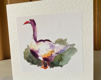 Goose, a cute handmade Watercolour Birthday Card, Goosey Gander Notecards