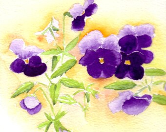 Handmade Violas Watercolour Greeting Cards so sweet for every occasion