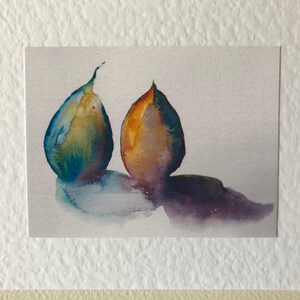 Still Life Watercolour Handmade Art Cards of two figs a Notecard Gift Set image 2