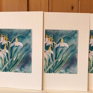 Handmade Snowdrop Cards a beautiful set of 4 Watercolor Cards image 4