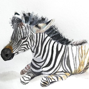 Zèbre - jolies cartes aquarelles faites main poulain zèbre - parfaites pour les amoureux des animaux