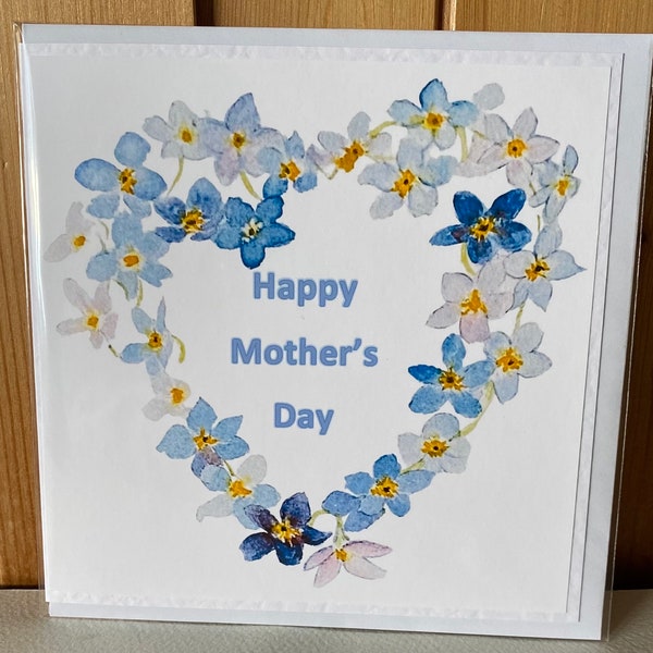Send a sweet Forget Me Not Flower Heart Card to your Mum on Mothers Day