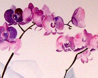 Orchid Cards a Set of 4 Handmade Watercolour cards