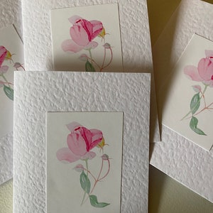 Sweet Small Gift of Pretty Pink Rose Watercolour Handmade Cards image 7