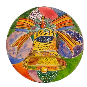 Cartes saisonnières de vacances de Noël aquarelle faites main de cloche de fête