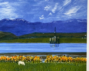 Una vista primaverile sul Cromarty Firth in Scozia. Una stampa giclée del mio dipinto acrilico originale