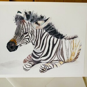 Zebra Handmade Watercolour Greeting Card, measures 7 x 5 inches, perfect for a Special Birthday image 10