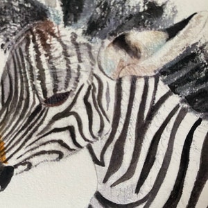 Zebra Handmade Watercolour Greeting Card, measures 7 x 5 inches, perfect for a Special Birthday image 4