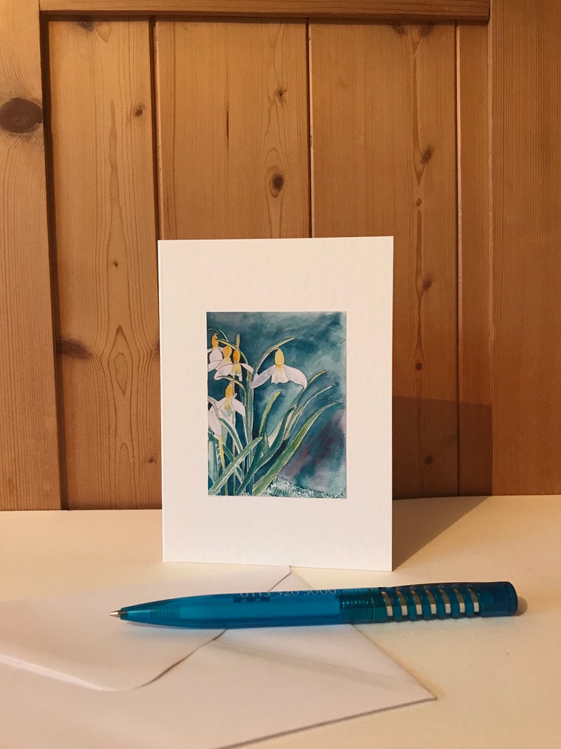 Handmade Snowdrop Cards a beautiful set of 4 Watercolor Cards image 5