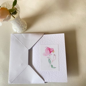 Sweet Small Gift of Pretty Pink Rose Watercolour Handmade Cards image 8