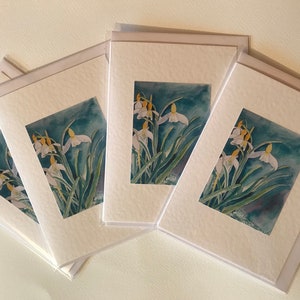 Handmade Snowdrop Cards a beautiful set of 4 Watercolor Cards image 7