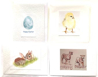 Handmade Watercolour Easter cards a mixed set of four