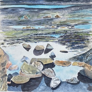 "Handgemachte Wasserfarben Karten ""Rockpool Seaside""."