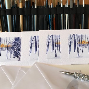 Handmade Watercolour Nordic Forest Christmas Cards a Set of 4 image 6