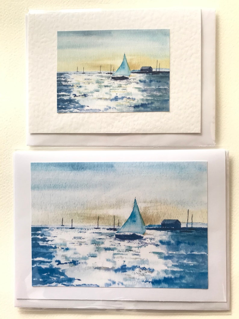 Handmade Watercolour Shimmering Sea Card image 6