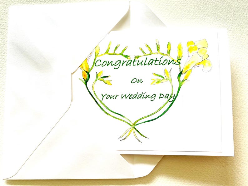Handmade Freesia Love Heart Card: Watercolor Wedding or Anniversary image 10