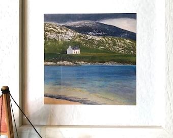 Isle of Harris Scotland Art Print – White Wooden Framed Coastal Landscape