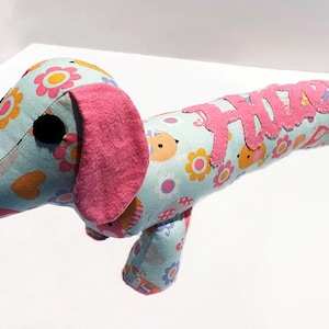 Personalized Long Dachshund Stuffed Animal - Girl Prints