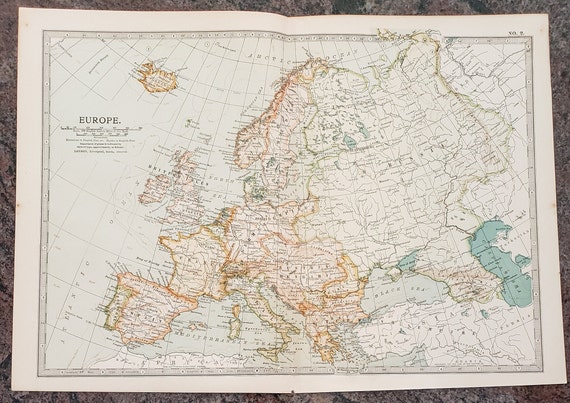 Europe Mapmap Of Europeengland Norway Iceland France Spain Etsy